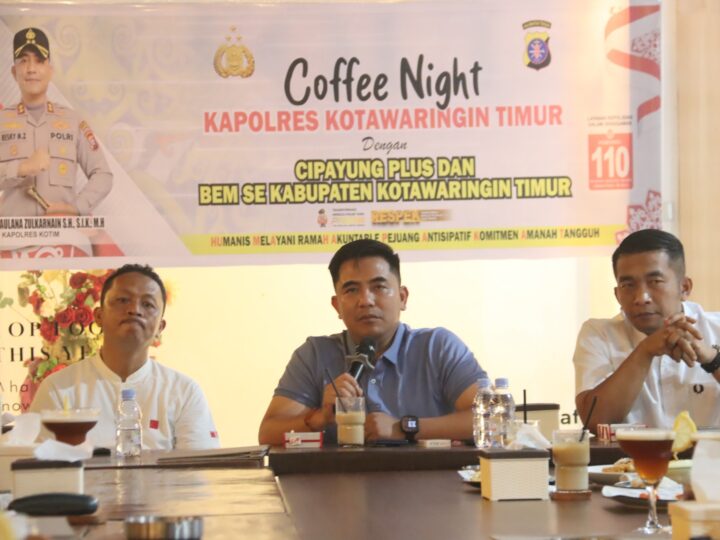 Pererat Sinergi, Polres Kotim Gelar Coffee Night Bersama Cipayung Plus dan BEM Se-Kotawaringin Timur