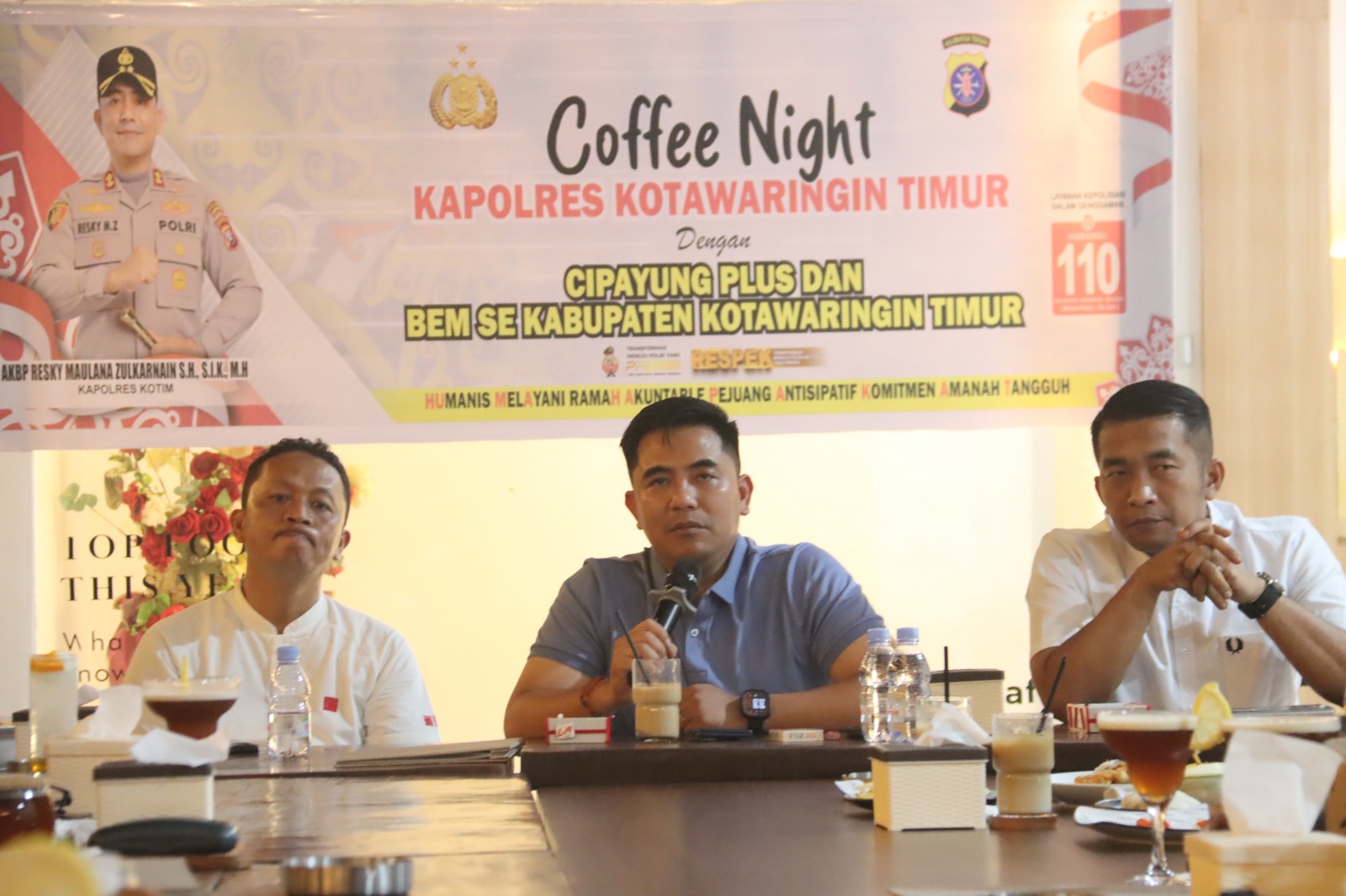 Pererat Sinergi, Polres Kotim Gelar Coffee Night Bersama Cipayung Plus dan BEM Se-Kotawaringin Timur