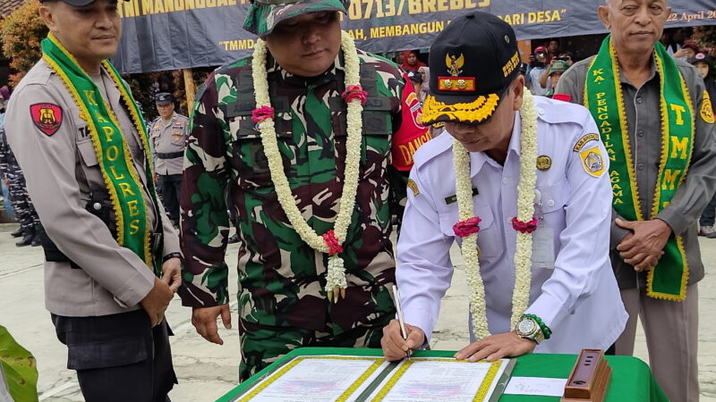 Sinergi Bangun Desa Tangguh Hadapi Bencana,TMMD Sengkuyung Resmi Dibuka di Desa Sridadi Kabupaten Brebes‎