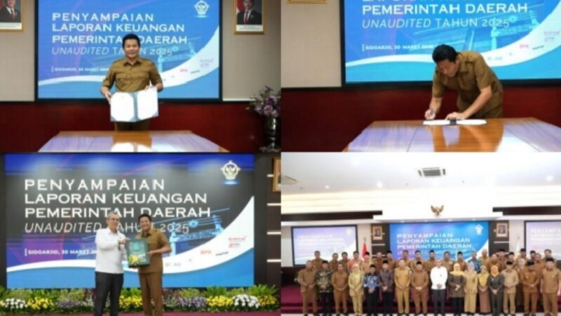 Dapat Apresiasi karena Tepat Waktu, Bupati Sidoarjo H.Subandi Serahkan LKPD Unaudited 2025 ke BPK Jatim