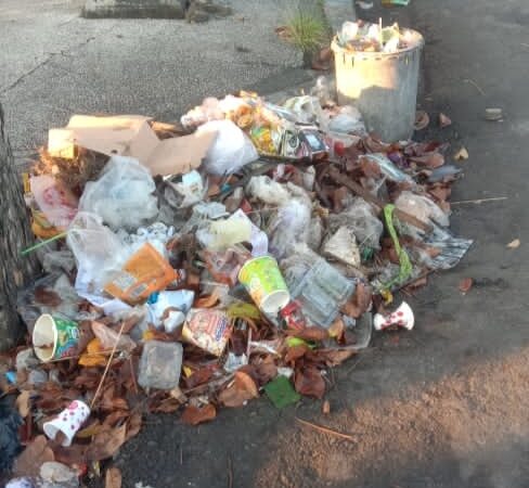 SAMPAH MENUMPUK DI DEPAN MONUMEN SAMPANG SUDAH SEMINGGU BELUM DIANGKUT