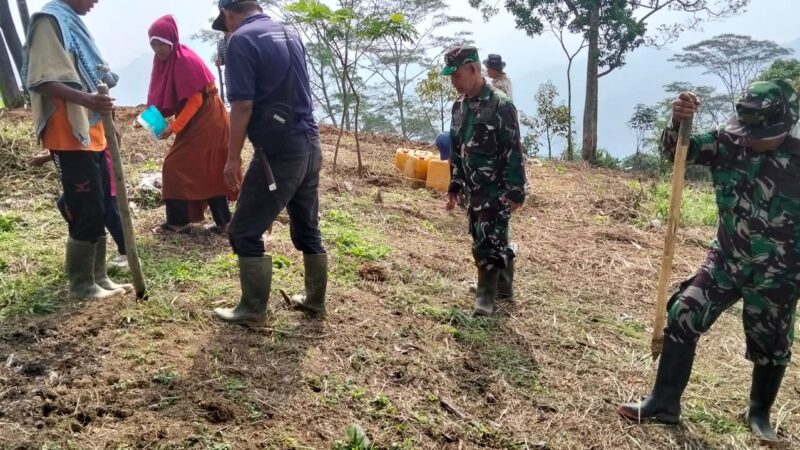 Satgas TMMD ke 128 dan Masyarakat Banyuasih Kompak Bangun Lumbung Pangan di Cigudeg