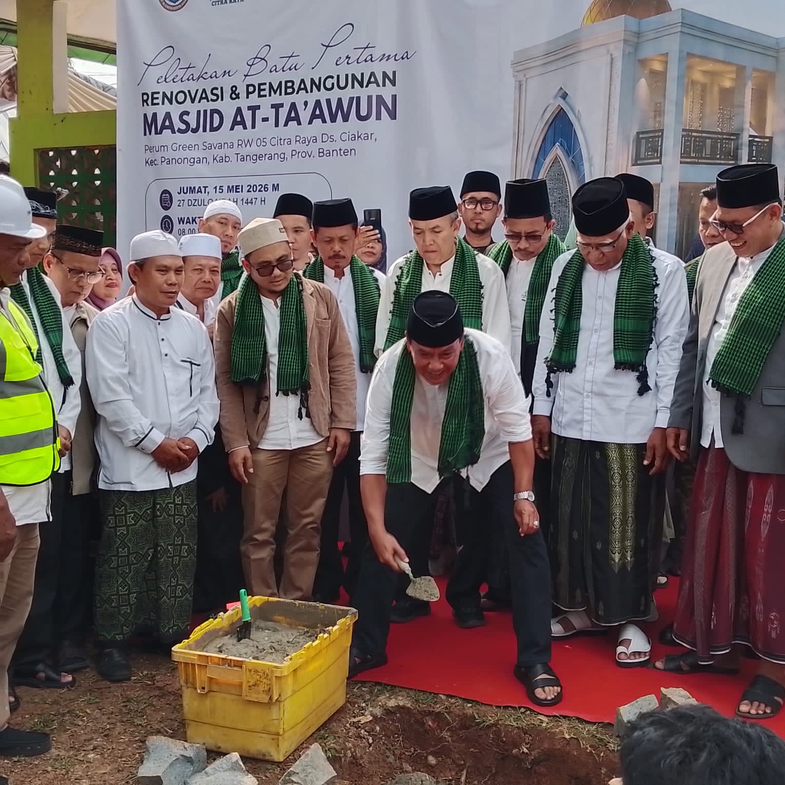 Bupati Tangerang Letakkan Batu Pertama Pembangunan Masjid At Ta’awun di Green Savana Citra Raya