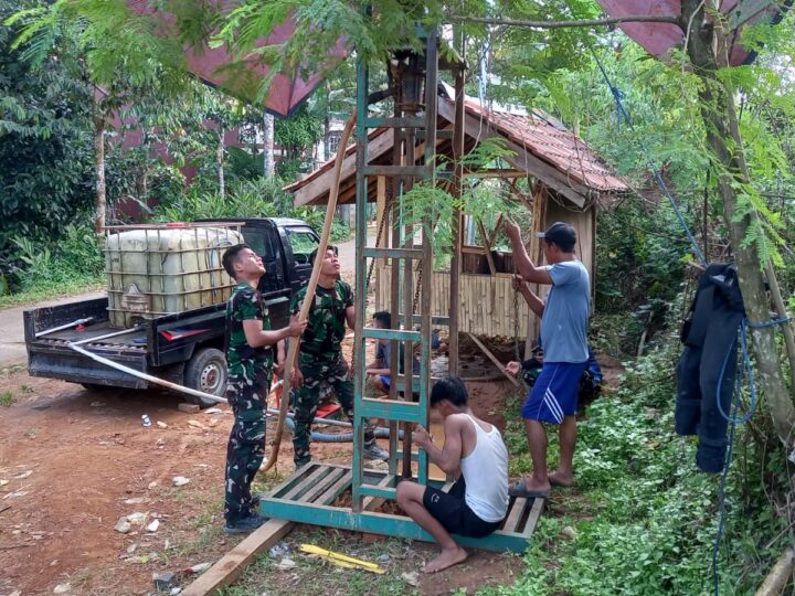 Mendekati Akhir Penugasan, Satgas TMMD ke-128 Kodim 0621/Kab. Bogor Kebut Pembangunan Sumur Bor di Cigudeg
