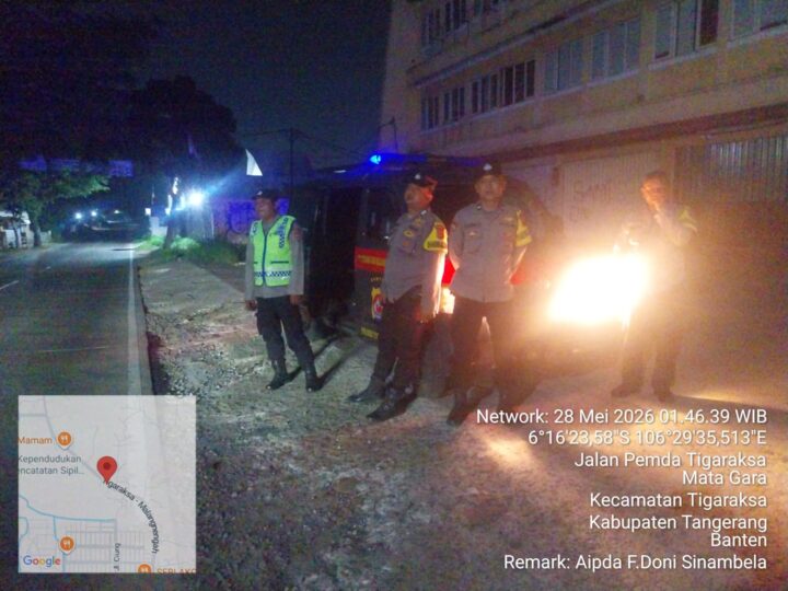 Cegah Gangguan Kamtibmas, Personel Polsek Tigaraksa Rutin Laksanakan Patroli Malam Hari