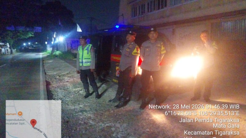 Cegah Gangguan Kamtibmas, Personel Polsek Tigaraksa Rutin Laksanakan Patroli Malam Hari