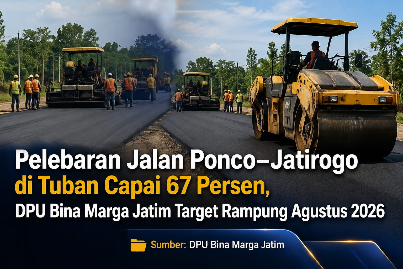 DPU Bina Marga Jatim Target Pelebaran Jalan Ponco–Jatirogo di Tuban Capai 67 Persen Rampung Agustus 2026