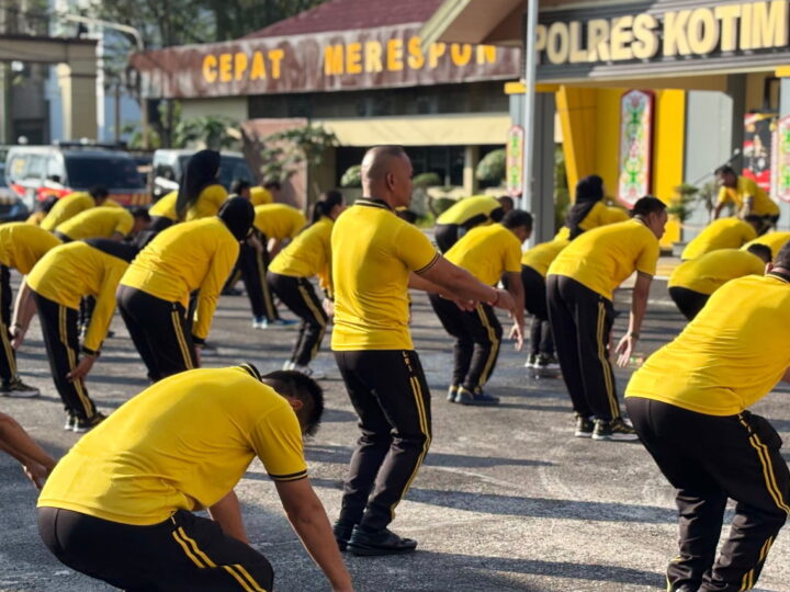Jaga Stamina Layani Masyarakat, Polres Kotim Rutin Gelar Olahraga Pagi Setiap Jumat