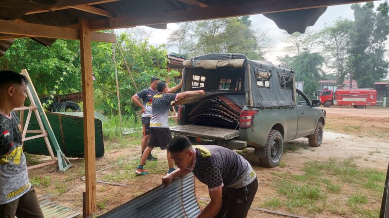 Ciptakan Kondisi Lingkungan Sehat, Personel Kodim 1015/Sampit Gelar Pembersihan Pangkalan