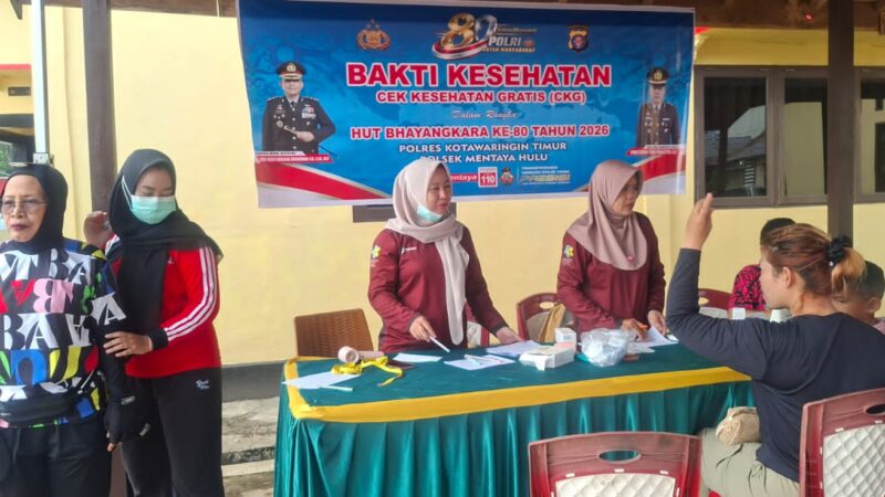 Bakti Kesehatan Hari Bhayangkara ke-80: Polsek Mentaya Hulu Hadirkan Layanan Cek Kesehatan Gratis