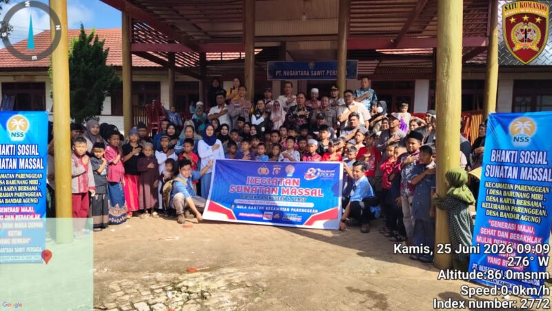 Sambut HUT Bhayangkara ke-80, Polsek Parenggean dan PT. NSP Gelar Sunatan Massal untuk 75 Anak