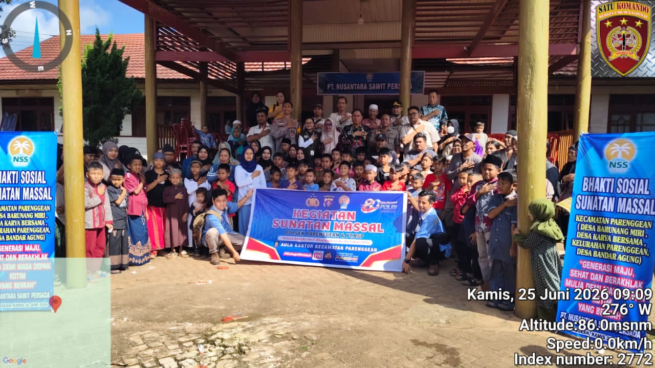 Sambut HUT Bhayangkara ke-80, Polsek Parenggean dan PT. NSP Gelar Sunatan Massal untuk 75 Anak