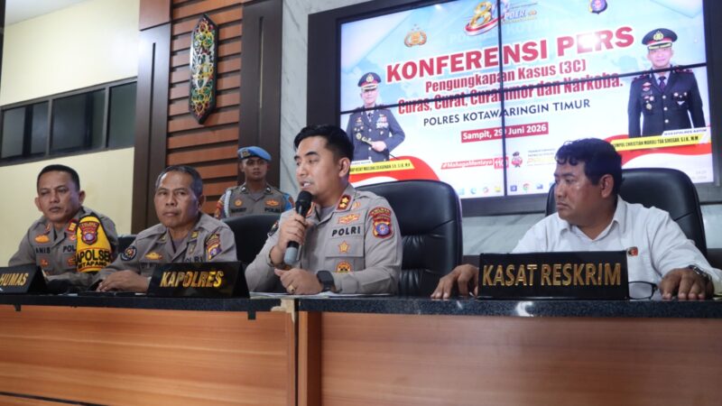 Tekan Angka Kriminalitas, Polres Kotim Rilis Pengungkapan 103 Kasus 3C dan Amankan 1,9 Kg Sabu