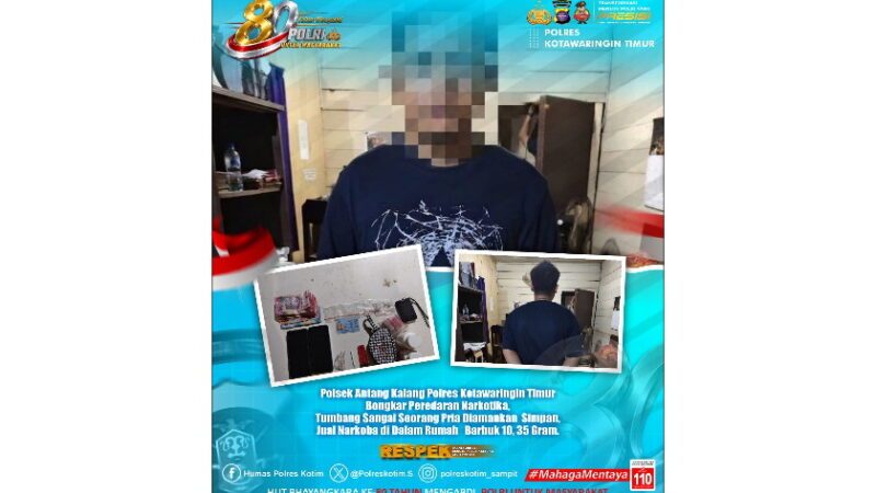 Polsek Antang Kalang Ringkus Pengedar Sabu di Tumbang Sangai, 10,35 Gram Narkotika Disita