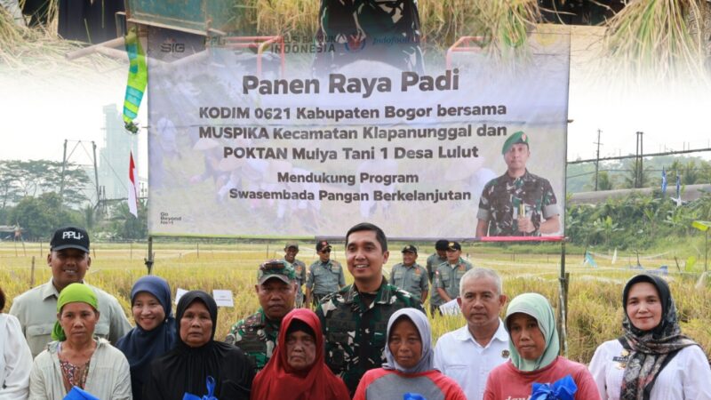 Dandim 0621/Kab. Bogor Letkol Inf Rizal Dwi Jayanto Pimpin Panen Raya Padi di Klapanunggal