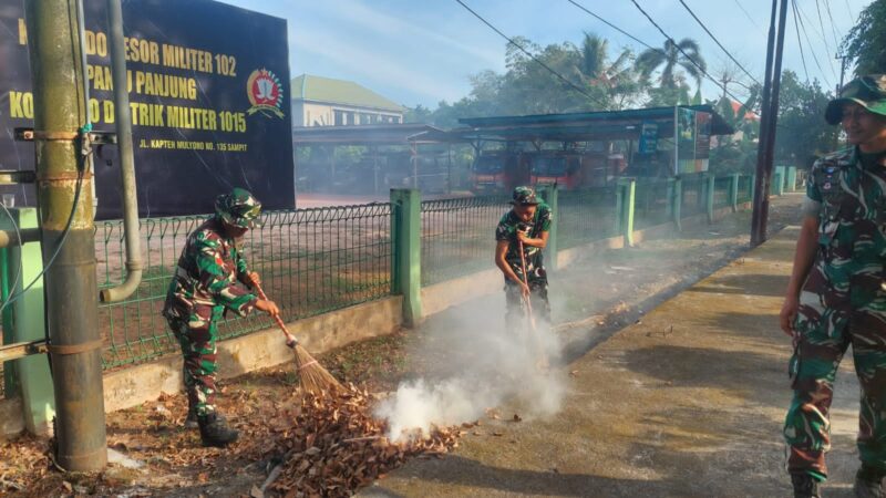 Ciptakan Rasa Nyaman Saat Bekerja, Personel Kodim 1015/Sampit Laksanakan Pembersihan Pangkalan
