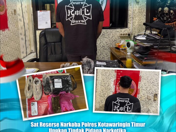 Modus Sepatu Fila: Polres Kotim dan Bea Cukai Gagalkan Penyelundupan 77 Gram Ganja Lewat Ekspedisi
