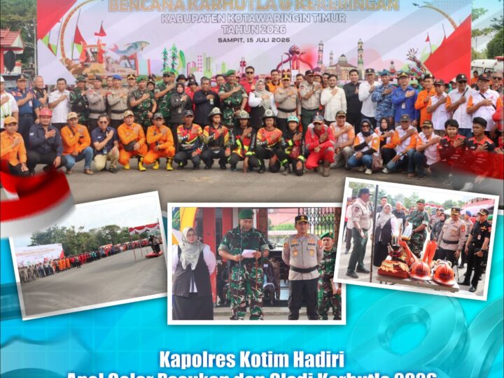 Hadapi Musim Kemarau, Kapolres Kotim Hadiri Apel Gelar Pasukan dan Gladi Karhutla 2026