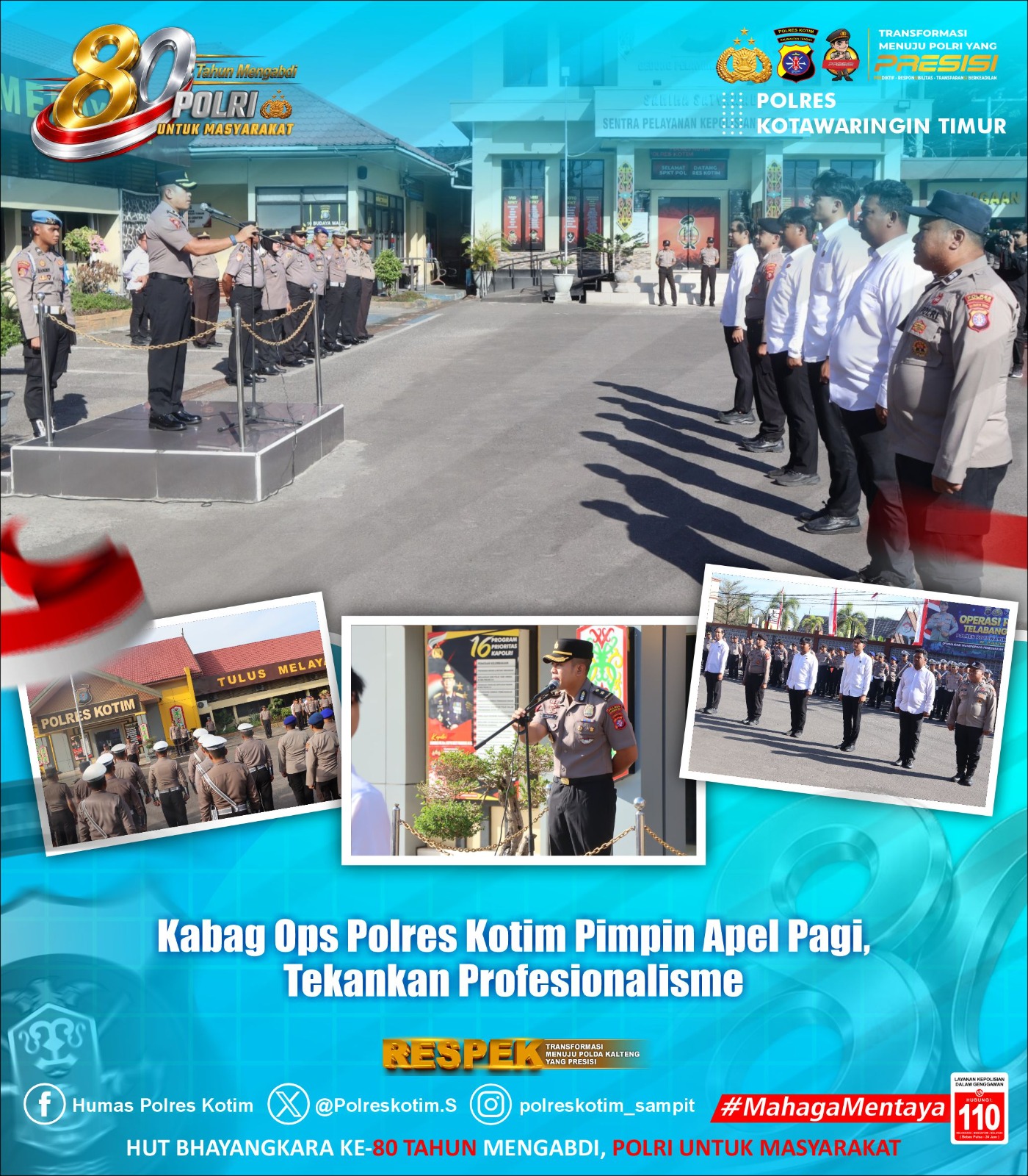 Pimpin Apel Pagi, Kabag Ops Polres Kotim Tekankan Kedisiplinan Personel dan Kesiapsiagaan Hadapi Karhutla