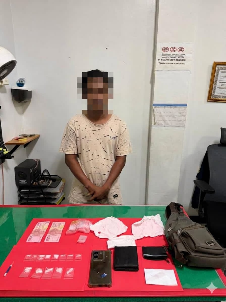 Unit Reskrim Polsek Baamang Ringkus Pengedar Sabu Jl.Usman Harun 13 Paket Narkotika Disita.