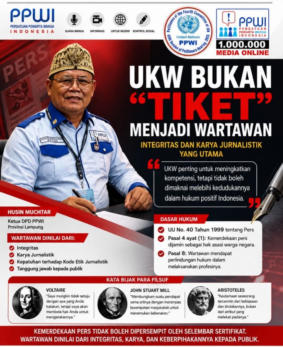 Ketua DPD PPWI Lampung: Integritas dan Karya Jurnalistik Lebih Utama, UKW Bukan Syarat Menjadi Wartawan