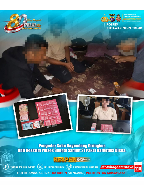 Polsek Sungai Sampit Ringkus Terduga Pengedar Sabu di Bagendang Hilir, 21 Paket Barang Bukti Diamankan