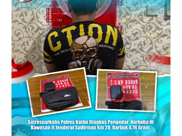 Satresnarkoba Polres Kotim Ringkus Pengecer Sabu di Pasir Putih Sampit, 18 Paket Barang Bukti Disita