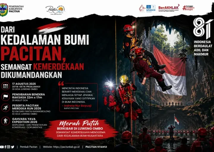 “DARI KEDALAMAN BUMI PACITAN, DETIK-DETIK PROKLAMASI 17 AGUSTUS 2026 AKAN DIKUMANDANGKAN DENGAN SEMANGAT KEMERDEKAAN”.