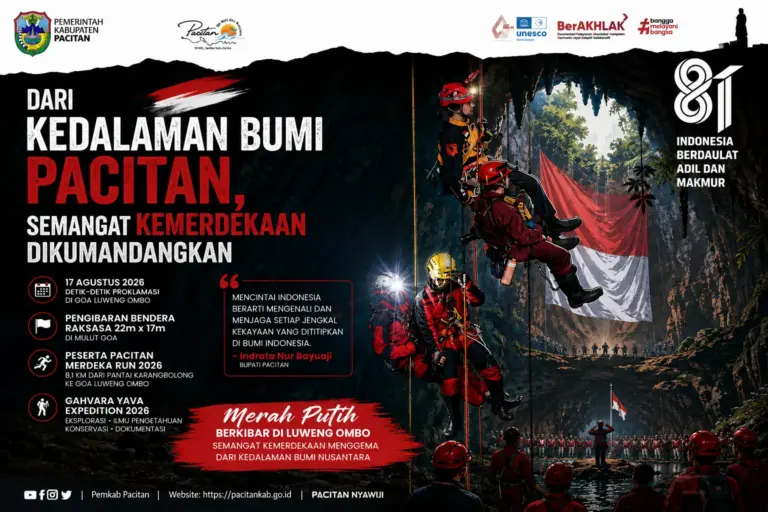 “DARI KEDALAMAN BUMI PACITAN, DETIK-DETIK PROKLAMASI 17 AGUSTUS 2026 AKAN DIKUMANDANGKAN DENGAN SEMANGAT KEMERDEKAAN”.