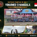 Semarakkan HUT RI Ke-81, Satgas Yonarmed 13 Kostrad dan Warga Badau Kibarkan Merah Putih Sepanjang 4 KM di Perbatasan