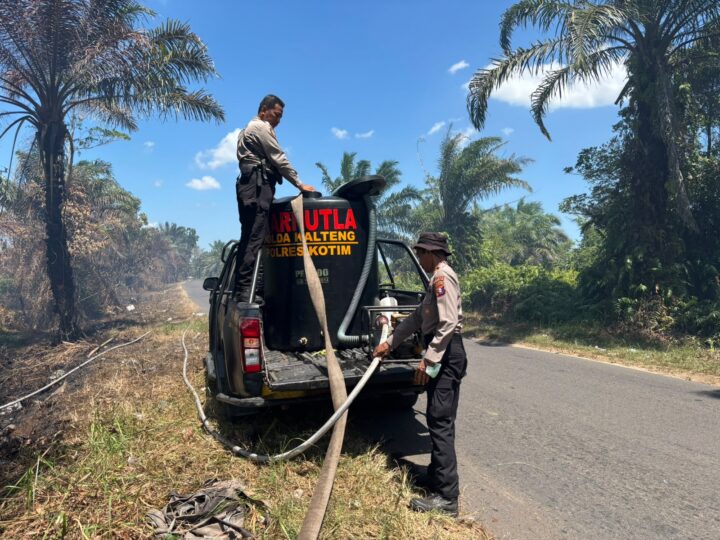 Respon Cepat Karhutla, Tim Gabungan Polres Kotim Bersama TNI dan BPBD Berhasil Padamkan Api di Baamang