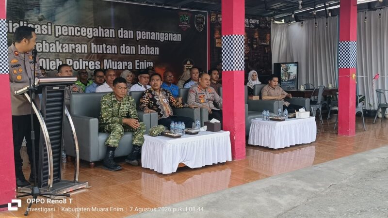 Polres Muara Enim Gelar Sosialisasi Pencegahan dan Penanganan Kebakaran Hutan dan Lahan di Mapolsek Lawang Kidul