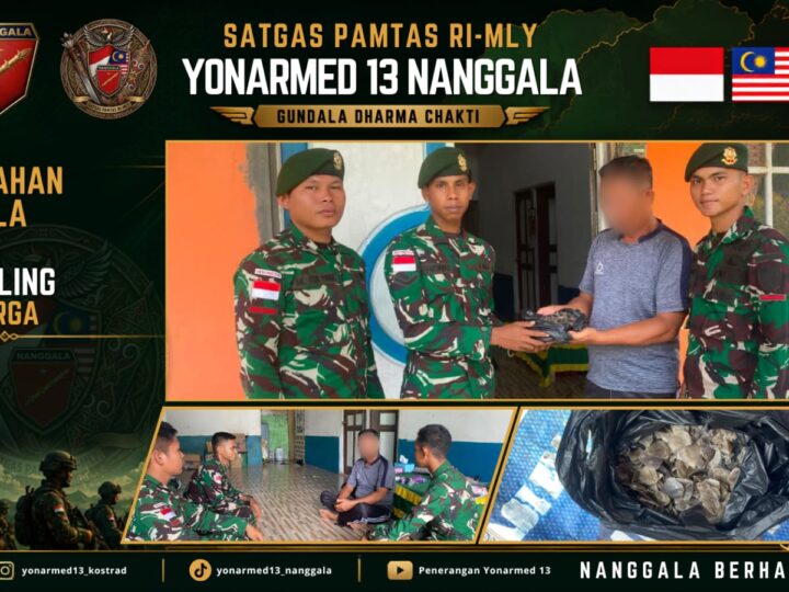 Gencarkan Komsos dan Edukasi Hukum, Satgas Pamtas Yonarmed 13/Nanggala Terima Penyerahan Sukarela ±1 Kg Sisik Trenggiling dari Warga Perbatasan