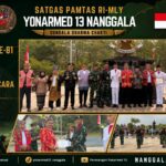 Khidmat dan Meriah, Pos Kotis Satgas Yonarmed 13/Nanggala Ikuti Rangkaian Upacara HUT Ke-81 RI Hingga Penurunan Bendera di PLBN Badau