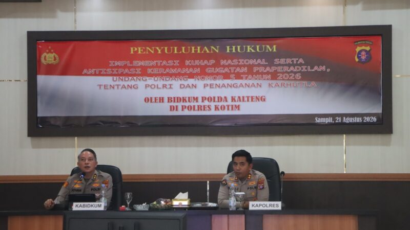 Perkuat Profesionalisme Penyidikan, Personil Polres Kotim ikuti penyuluhan Implimentasi KUHAP