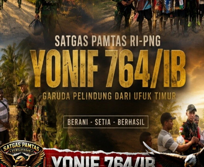 Sambut HUT RI ke-81, Satgas Pamtas Kewilayahan RI-PNG Yonif 764/IB Bagikan Sarana Olahraga Kepada Pemuda Kampung Yembun
