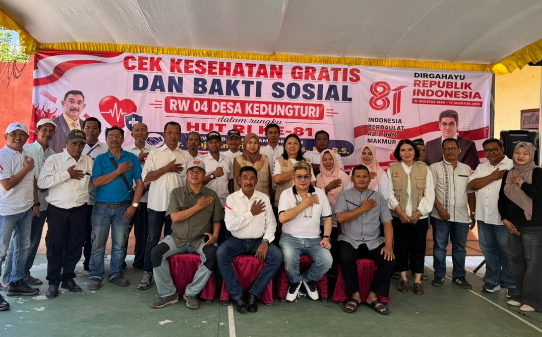 Dalam Peringatan HUT RI Ke-81, Desa Kedungturi RW.04 Taman-Sidoarjo Selenggarakan Baksos Bekerja Sama Dengan dr. Benyamin Kristianto DPR RI Partai Gerinda