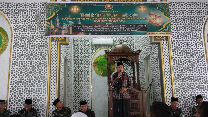 Personil Kodim 1015/Sampit Ikuti Peringatan Maulid Nabi 1448 H, Di Makorem 102/Pjg