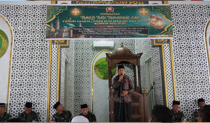 Personil Kodim 1015/Sampit Ikuti Peringatan Maulid Nabi 1448 H, Di Makorem 102/Pjg