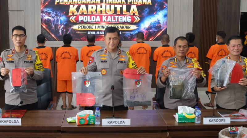 Polda Kalteng Tindak Tegas Pelaku Karhutla, 8 Tersangka Diciduk dan 12 Perusahaan Masuk Daftar Penyidikan