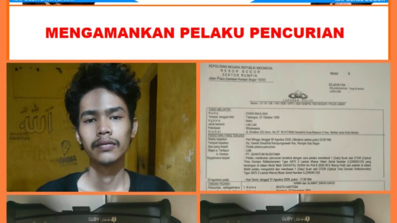 Polsek Rumpin Amankan Terduga Pelaku Pencurian OTDR Senilai Rp16,5 Juta
