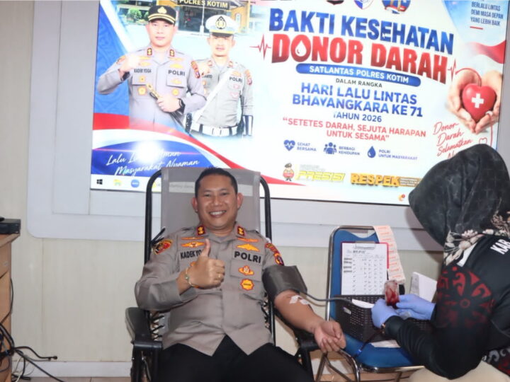 Sambut Hari Lalu Lintas Bhayangkara ke-71, Satlantas Polres Kotim Gelar Bakti Kesehatan Donor Darah