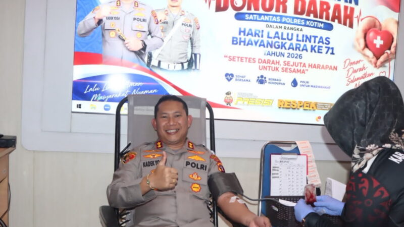 Sambut Hari Lalu Lintas Bhayangkara ke-71, Satlantas Polres Kotim Gelar Bakti Kesehatan Donor Darah
