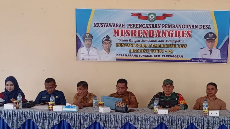 Babinsa Koramil 1015-07/Prg Hadiri Musrenbangdes RKPDes Tahun 2027 di Desa Karang Tunggal
