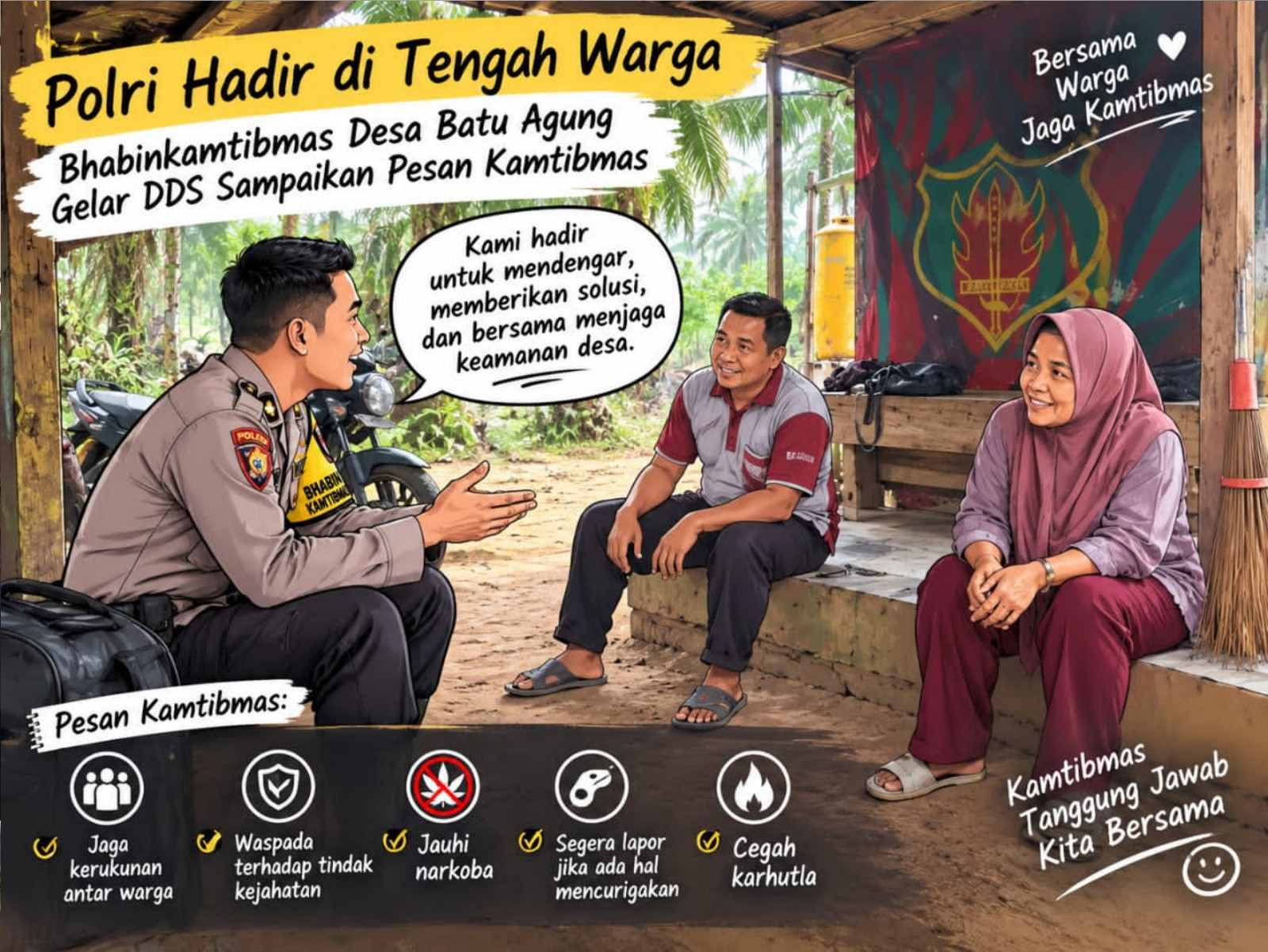 Polri Hadir di Tengah Warga, Bhabinkamtibmas Desa Batu Agung Gelar DDS Sampaikan Pesan Kamtibmas