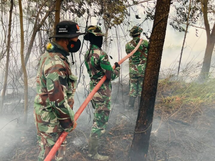 Personel Tim Siaga On Call Kodim 1015/Sampit Padamkan Api Karhutla