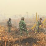 Anggota Kodim 1016/PlkTerus Laksanakan Pembasahan di Lokasi Terdampak Karhutla