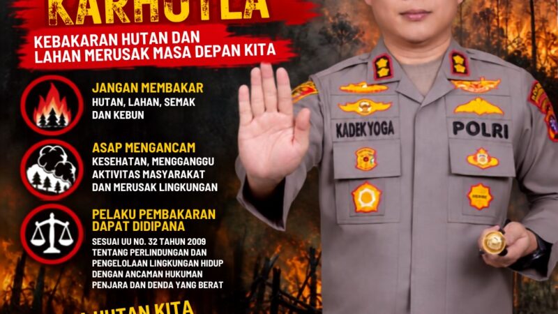 Kapolres Kotim Bersama Tim Gabungan Padamkan Karhutla di Desa Rawa Sari