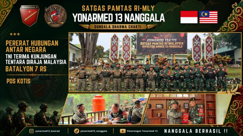 Pererat Hubungan Bilateral di Perbatasan, Pos Kotis Satgas Yonarmed 13/Nanggala Terima Kunjungan TDM