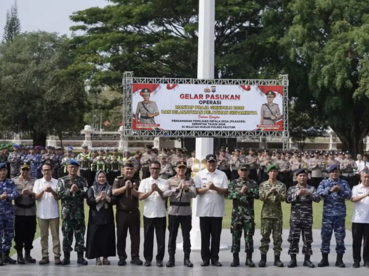 Gagarin Sumrambah Wakil Bupati Pacitan Bersama Polres Laksanakan Gelar Pasukan Dalam Rangka Pengamanan Pilkades Serentak 2026